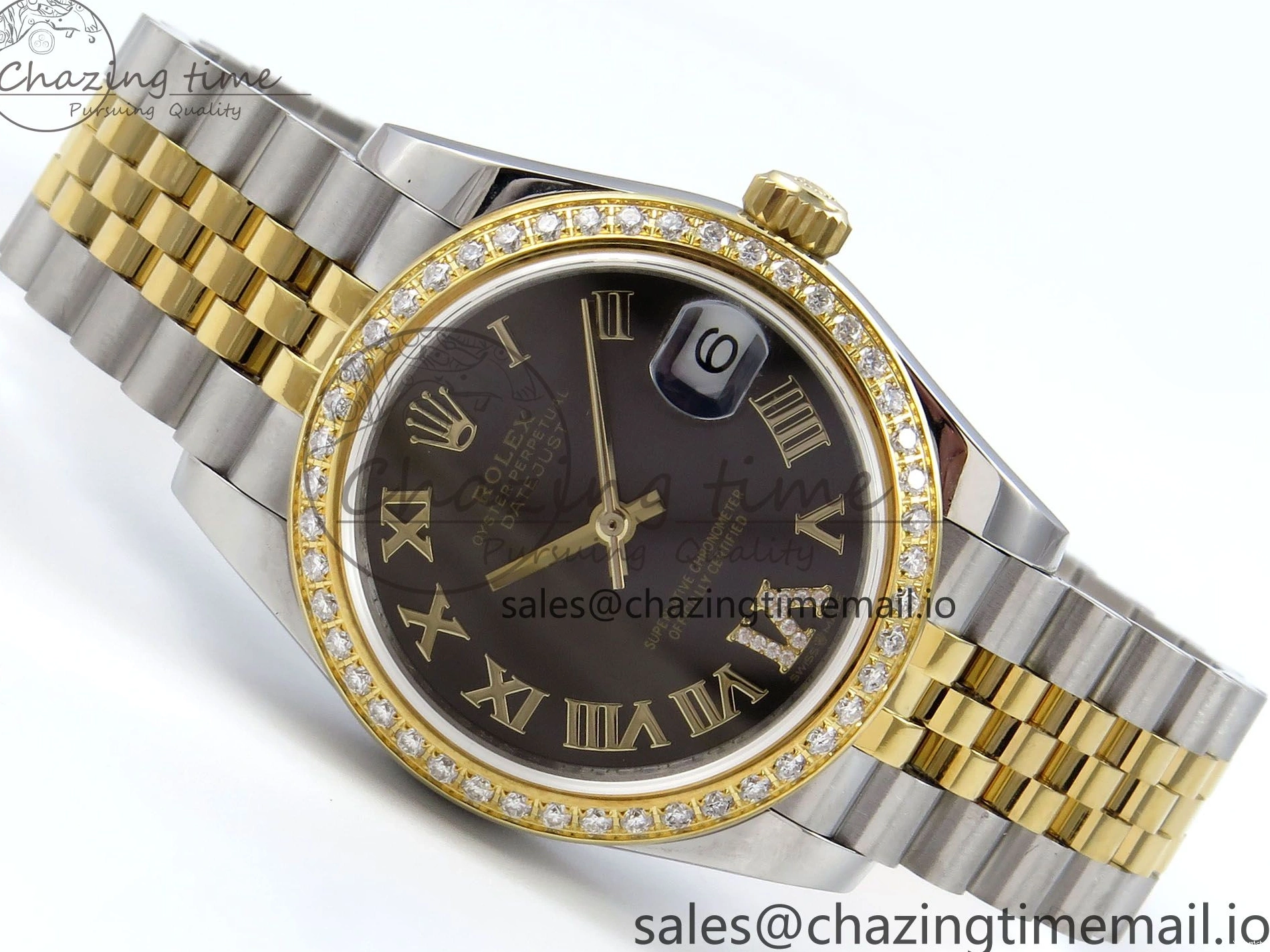 JARF 904L YG Diamonds SS Jubilee Edition Gray 278383RBR Roman 1:1 Best 31 on Steel Bracelet DateJust Dial HZ2236 0502